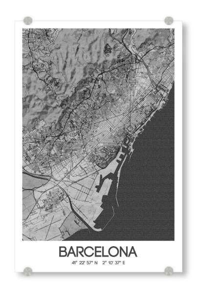 Acrylglasbild "Barcelona Bleistift Map" artboxONE - Städte / Barcelona,Kartografie
