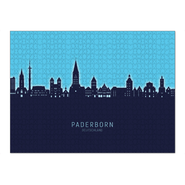 Puzzle Ravensburger "Paderborner Skyline leuchtend blau" artboxONE - Städte