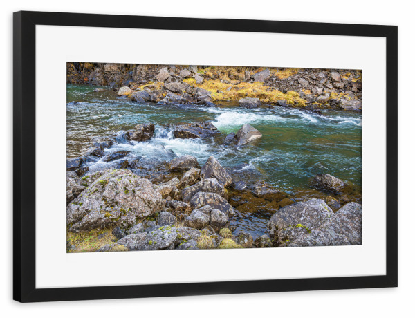 Poster mit Rahmen schwarz "Landschaft mit Fluss" artboxONE - Natur,Reise,Reise / Länder