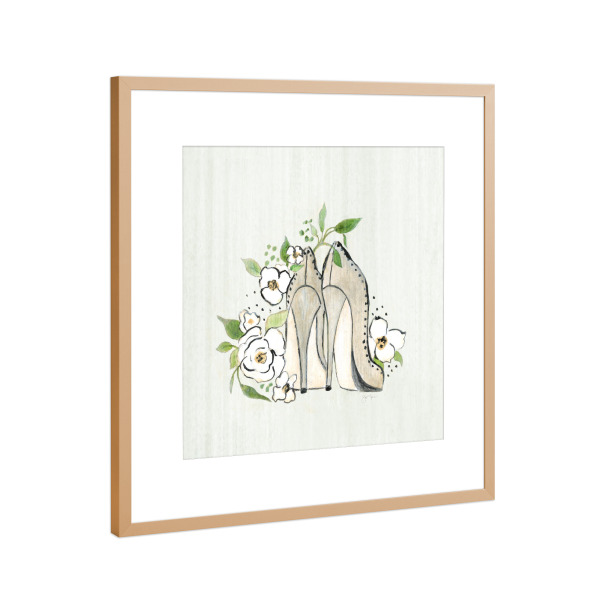 Poster mit Rahmen Kupfer "Modische Blumenabsätze" artboxONE - Floral,Menschen,Fashion - Absätze,Schuhe,Blumen