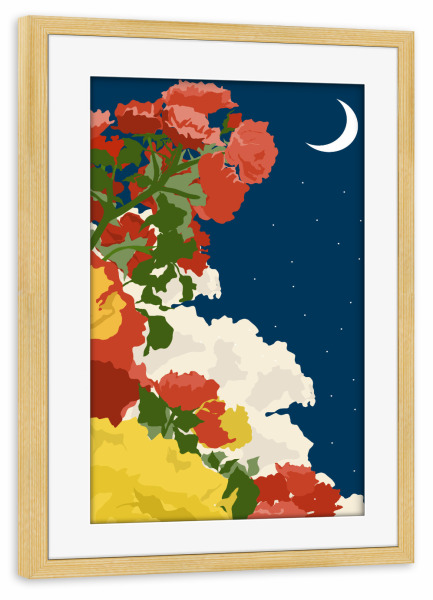 Poster mit Rahmen kiefer "Mondlicht, Vintage Botanical" artboxONE - Natur,Floral