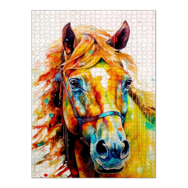 Puzzle Ravensburger "Pferde-Aquarellkunst J" artboxONE - Tiere - Pferd,Pferde,Tier,Aquarell,Malerei,Pony - Bild pferd