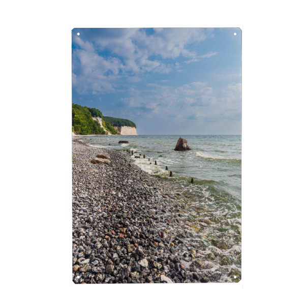 Holzbild "Buhne, Wellen, Kreidefelsen" artboxONE - Natur,Reise,Reise / Strand und Meer