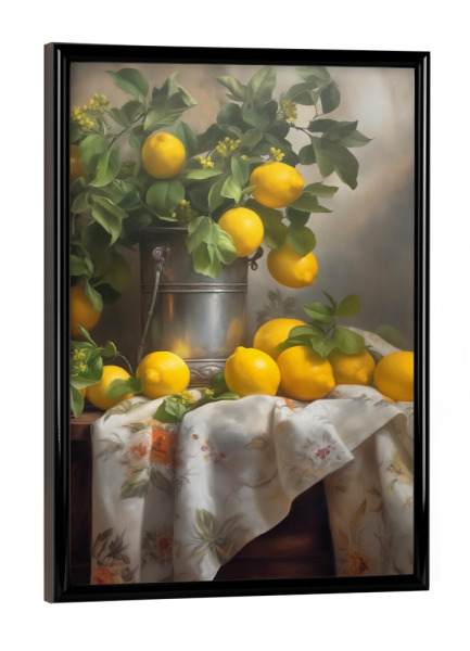 Poster mit schwarzem Rahmen "Stillleben mit Zitronen" artboxONE - Natur,Floral,Essen & Trinken / Obst & Gemüse