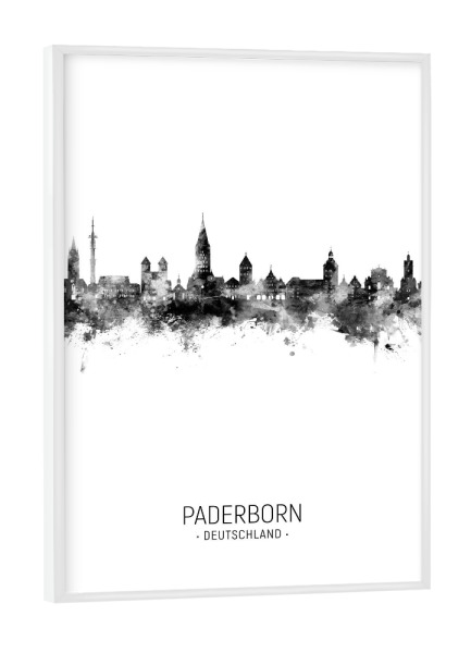 Poster mit weißem Rahmen "Paderborn Deutschland Skyline BW" artboxONE - Städte,Schwarzweiß