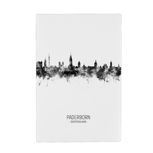 Metall Poster "Paderborn Deutschland Skyline BW" artboxONE - Städte,Schwarzweiß