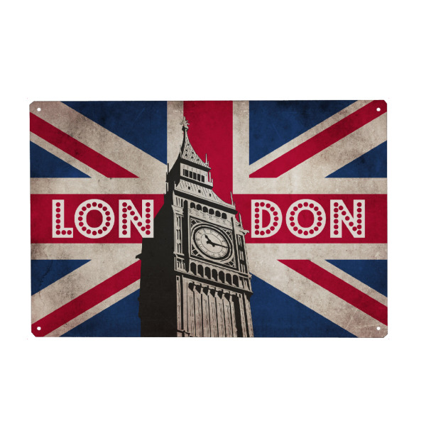 Holzbild "London Vintage Motive" artboxONE - Städte / London,Typografie,Reise,Architektur,Reise / Länder