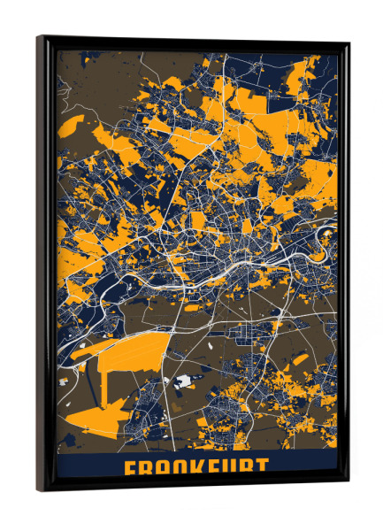 Poster mit schwarzem Rahmen "Frankfurter CityMap" artboxONE - Städte / Frankfurt,Kartografie