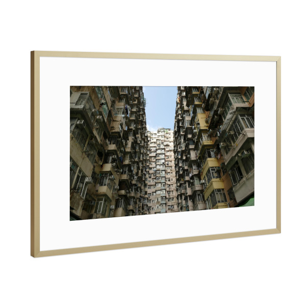 Poster mit Rahmen Gold "Hong Kong Housing" artboxONE - Städte,Reise,Architektur,Streetart,Reise / Asien