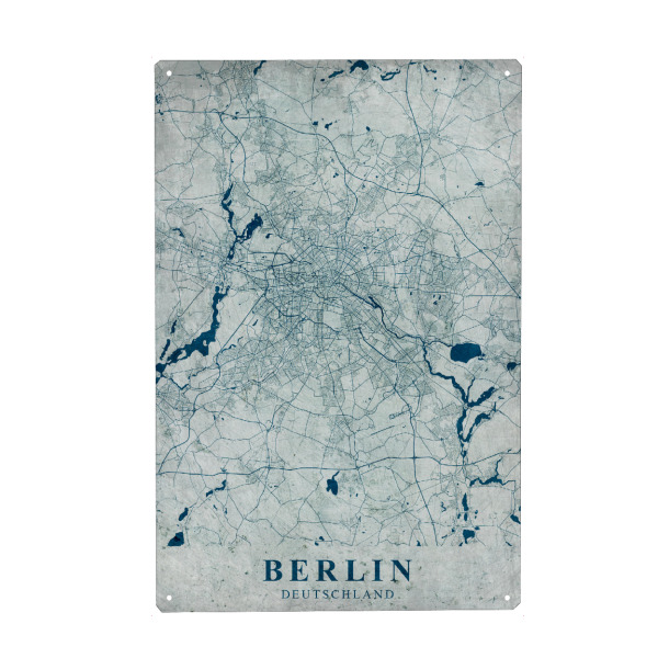 Holzbild "Berlin Retro City Map" artboxONE - Städte / Berlin,Kartografie