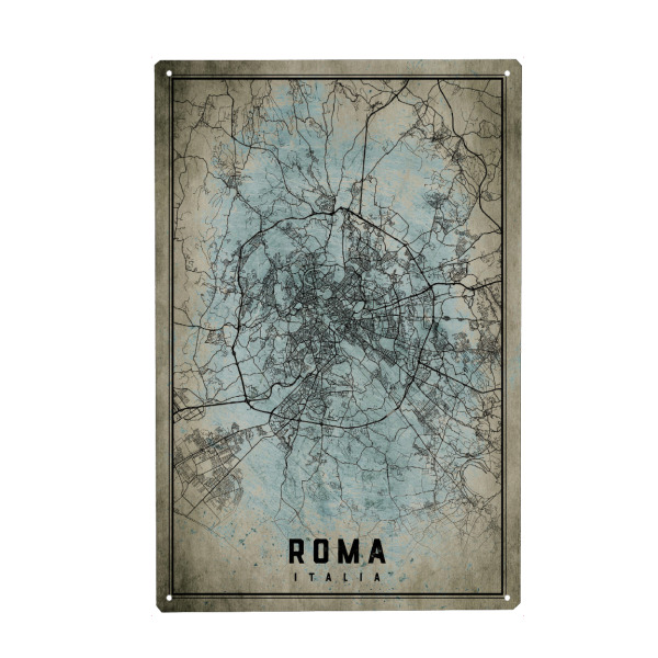 Holzbild "Rom als Vintage Stadtplan" artboxONE - Städte / Rom,Kartografie