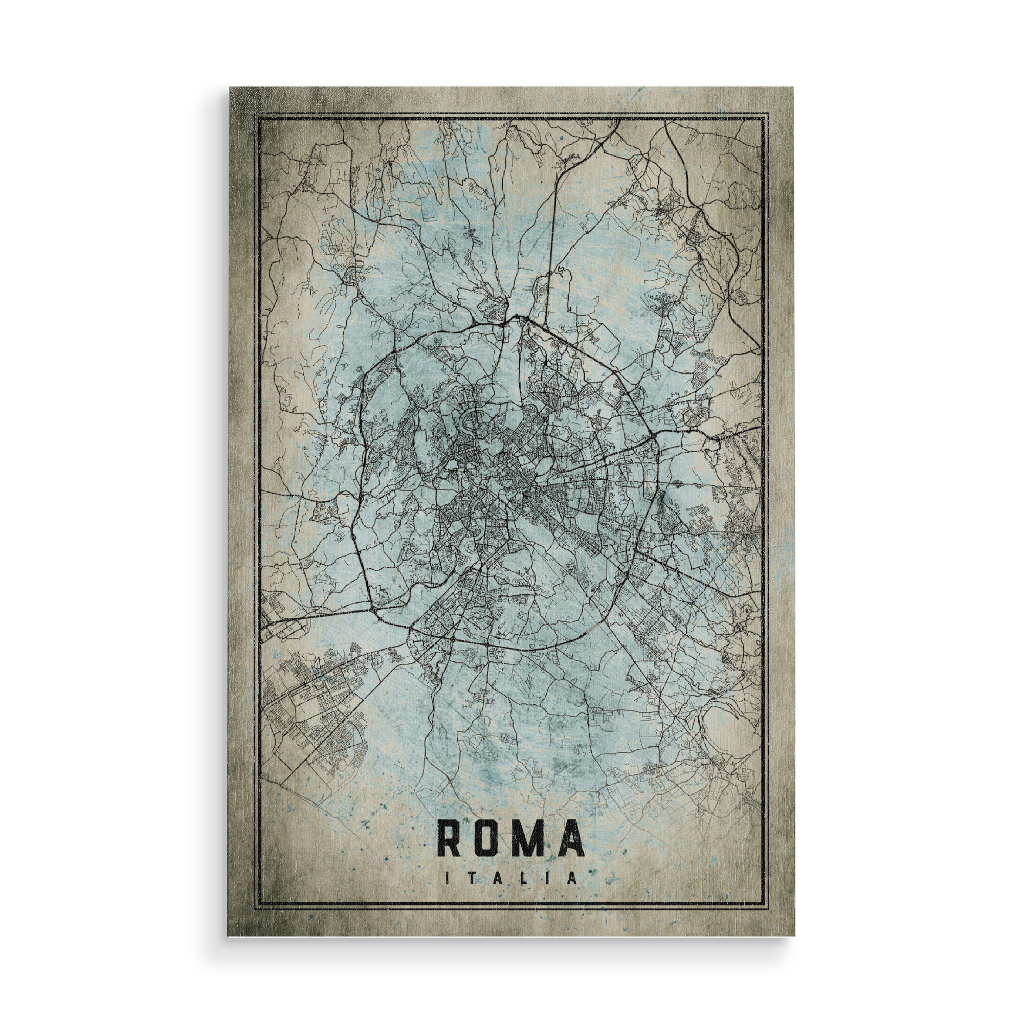 Holzbild "Rom als Vintage Stadtplan" artboxONE - Städte / Rom,Kartografie