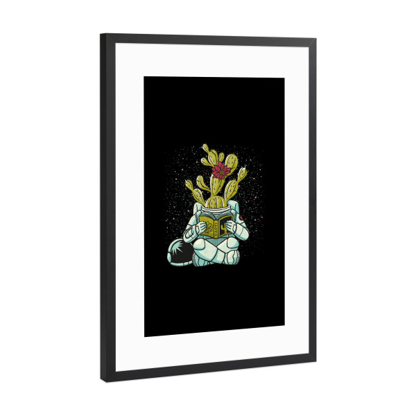 Poster mit Rahmen Schwarz (Metallic) "Astronautenkaktus Sukkulente" artboxONE - Floral,Galaxy