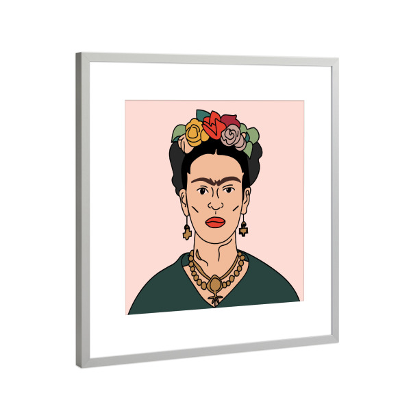 Poster mit Rahmen Silber "Frida Kahlo draw" artboxONE - Menschen