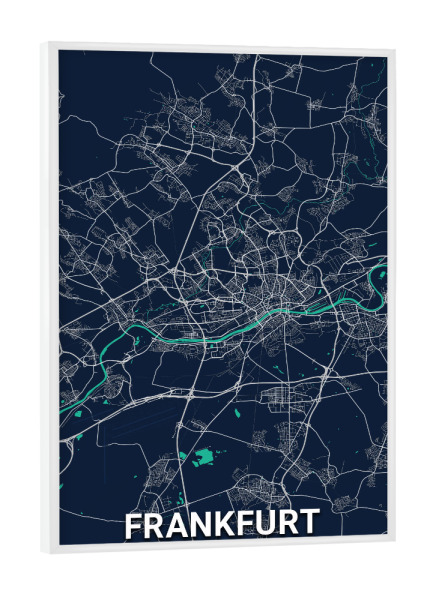 Poster mit weißem Rahmen "Frankfurter City Map" artboxONE - Städte / Frankfurt,Kartografie