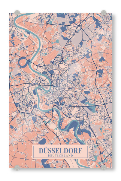 Acrylglasbild "Düsseldorfer CityMap" artboxONE - Städte / Düsseldorf,Kartografie