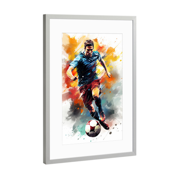 Poster mit Rahmen Silber "Football Watercolor 9 (matart)" artboxONE - Sport,Sport / Fußball