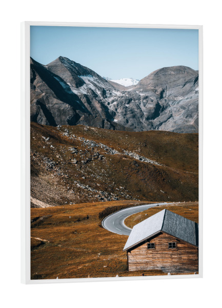 Poster mit weißem Rahmen "Mountain Cabin" artboxONE - Natur,Reise,Reise / Länder - Mountain,Berge,Straße,Road,Cabin,Hütte,Austria,österreich