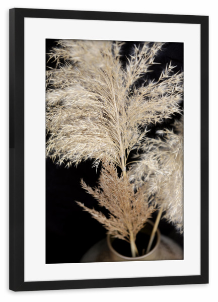 Poster mit Rahmen schwarz "Botanische Serie Pampasgras Vase" artboxONE - Natur,Floral