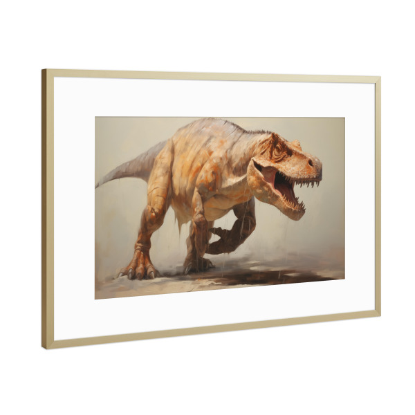 Poster mit Rahmen Gold "Carnotaurus" artboxONE - Natur,Tiere - Kunst,Groß,Leinwand,Carnotaurus,Dino,Dinosaurier,öl,Farbe,Gemälde,Rex