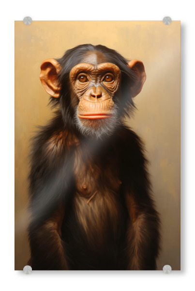 Acrylglasbild "Schimpansenporträt" artboxONE - Natur,Tiere - Tier,Affe,Kunst,Leinwand,Schimpanse,Säugetier,Affe,öl,Gemälde,Porträt,Western