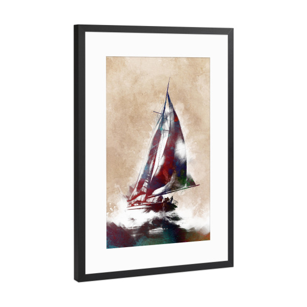 Poster mit Rahmen Schwarz (Metallic) "Segelboote Sportkunst G" artboxONE - Sport,Sport / Sommerspiele