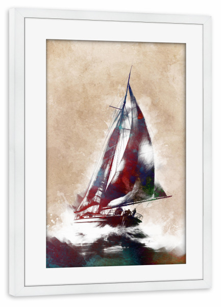 Poster mit Rahmen weiß "Segelboote Sportkunst G" artboxONE - Sport,Sport / Sommerspiele - Segelschiff,Segelboot,Segeln,Sport,Illustration,Yacht