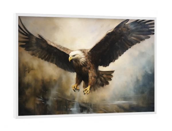 Poster mit weißem Rahmen "Bemalter fliegender Adler" artboxONE - Natur,Tiere