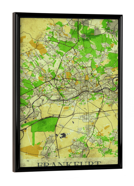 Poster mit schwarzem Rahmen "Frankfurt Vintage City Map" artboxONE - Städte / Frankfurt,Kartografie