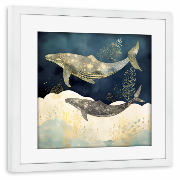 Poster mit Rahmen weiß "Abstrakte Walliebe" artboxONE - Natur,Tiere,Unterwasser
