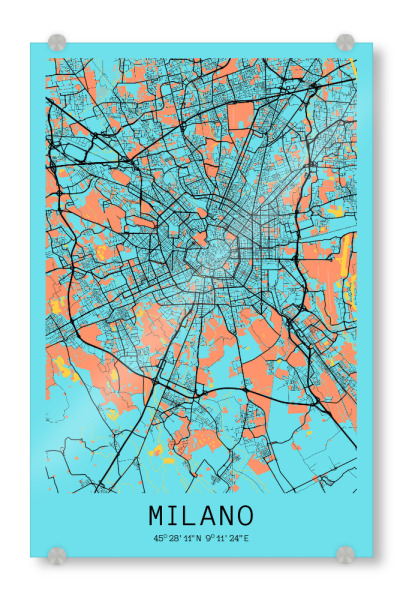 Acrylglasbild "City Map von Mailand Italien" artboxONE - Städte / Mailand,Kartografie