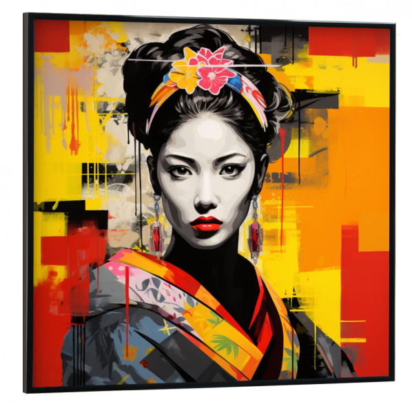 Poster mit schwarzem Rahmen 30x30 cm "ASIATISCHE REFLEXION DER FARBEN" artboxONE - Abstrakt,Menschen,Streetart,Für Mama - Popart,Asiatisch,Kunst,Frau
