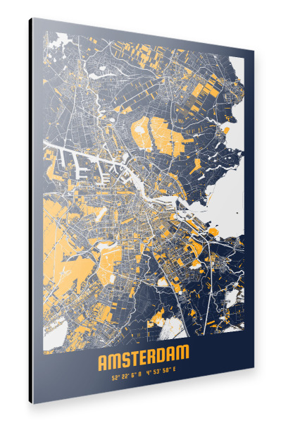 Alu-Dibond "Citymap Amsterdam" 30x20 cm artboxONE