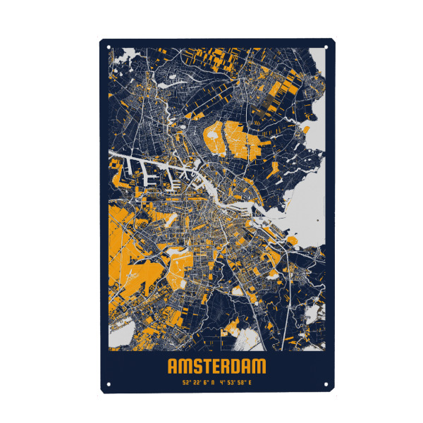 Holzbild "Citymap Amsterdam" artboxONE - Städte / Amsterdam,Kartografie