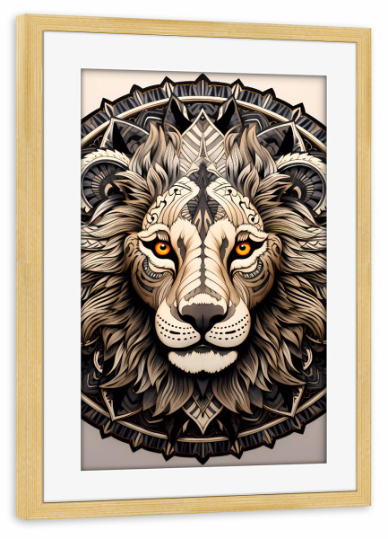 Poster mit Rahmen kiefer "Mandala - Tiere - Löwe" artboxONE - Natur,Tiere,Abstrakt