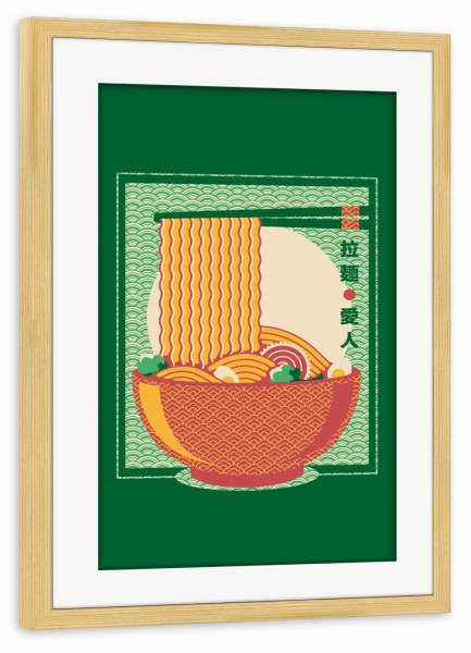 Poster mit Rahmen kiefer "Minimalismus-Ramen-Nudeln" artboxONE - Essen & Trinken,Reise / Länder