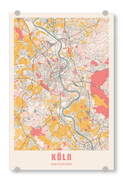 Acrylglasbild "City Map von Köln" artboxONE - Städte / Köln,Kartografie