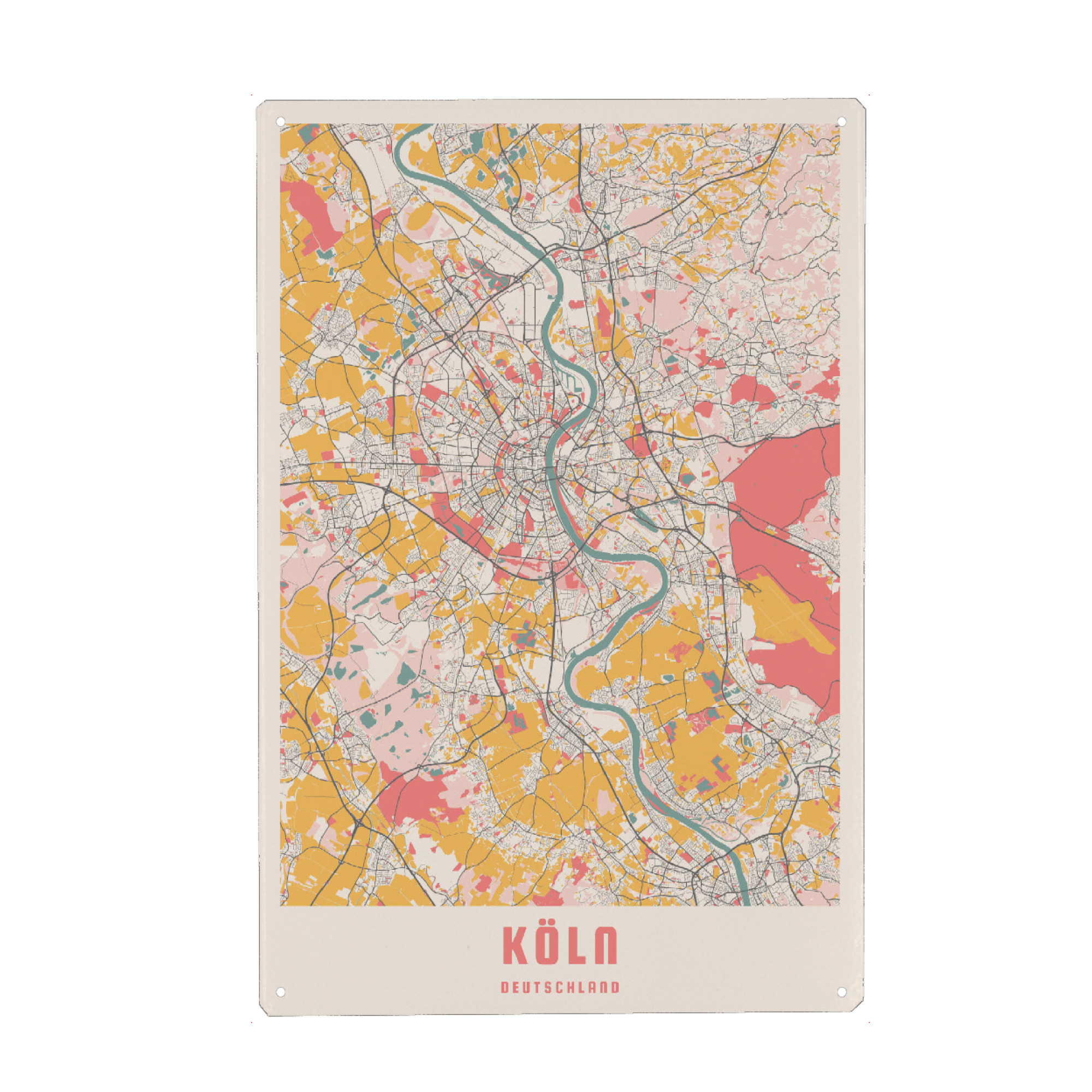 Holzbild "City Map von Köln" artboxONE - Städte / Köln,Kartografie