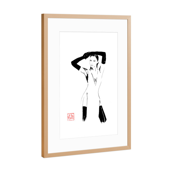 Poster mit Rahmen Kupfer "Handschuhe" artboxONE - Menschen,Schwarzweiß - Handschuhe,Frau,Sumie,Japan