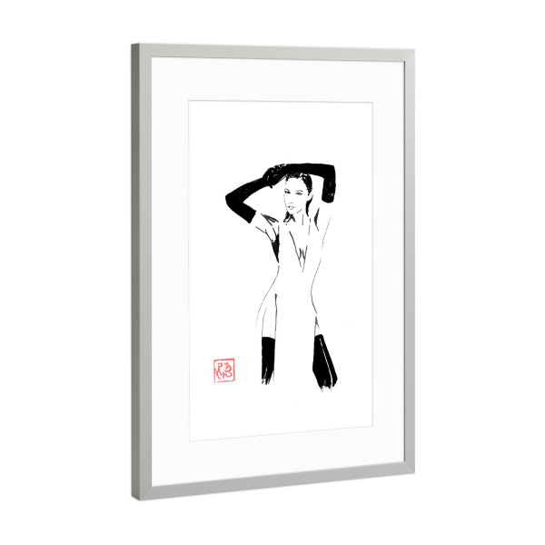 Poster mit Rahmen Silber "Handschuhe" artboxONE - Menschen,Schwarzweiß - Handschuhe,Frau,Sumie,Japan