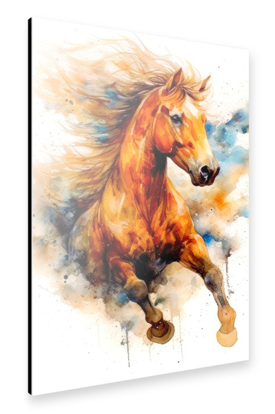 Alu-Dibond "Pferde-Aquarellkunst G" 30x20 cm artboxONE