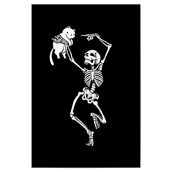 Poster "Tanzendes Skelett mit einer Katze" artboxONE - Tiere,Halloween