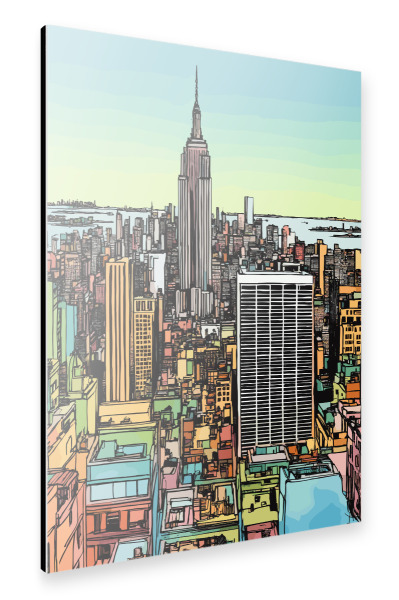 Alu-Dibond "Sketch of New York City" 30x20 cm artboxONE