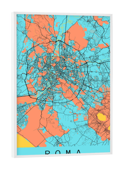 Poster mit weißem Rahmen "City Map von Rom" artboxONE - Städte / Rom,Kartografie