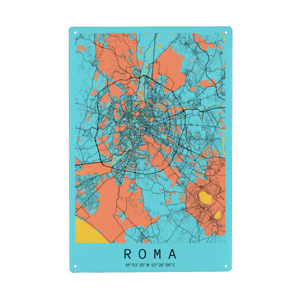 Holzbild "City Map von Rom" artboxONE - Städte / Rom,Kartografie