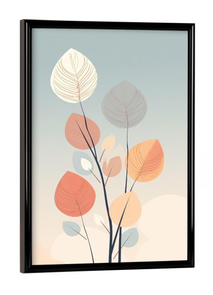 Poster mit schwarzem Rahmen "Minimalistische Zweige" artboxONE - Floral,Abstrakt