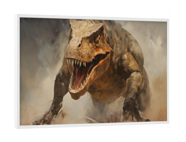Poster mit weißem Rahmen "Carnotaurus-Gemälde" artboxONE - Natur,Tiere - Kunst,Groß,Leinwand,Carnotaurus,Dino,Dinosaurier,öl,Farbe,Gemälde,Rex