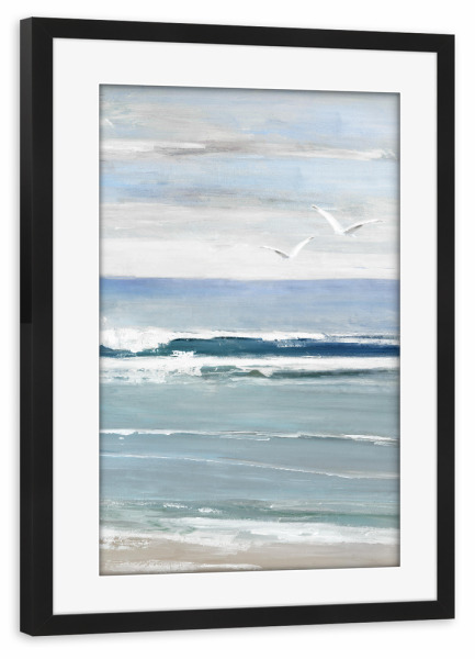 Poster mit Rahmen schwarz "Möwenbucht I" artboxONE - Tiere,Abstrakt,Reise / Strand und Meer - Möwen,Meer,Ozean,Himmel
