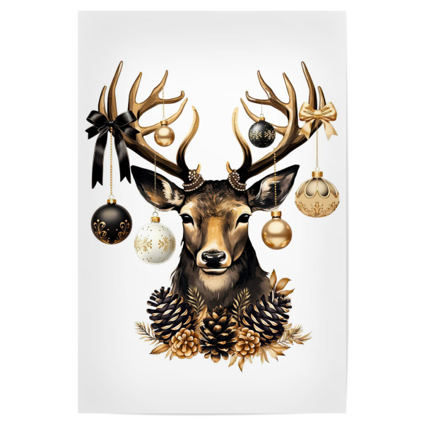 Poster 30x20 cm "Winter-Hirsch-Kunst" artboxONE - Natur,Tiere,Weihnachten