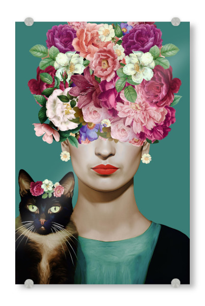 Acrylglasbild "Frida pink Floral" artboxONE - Floral,Tiere,Menschen